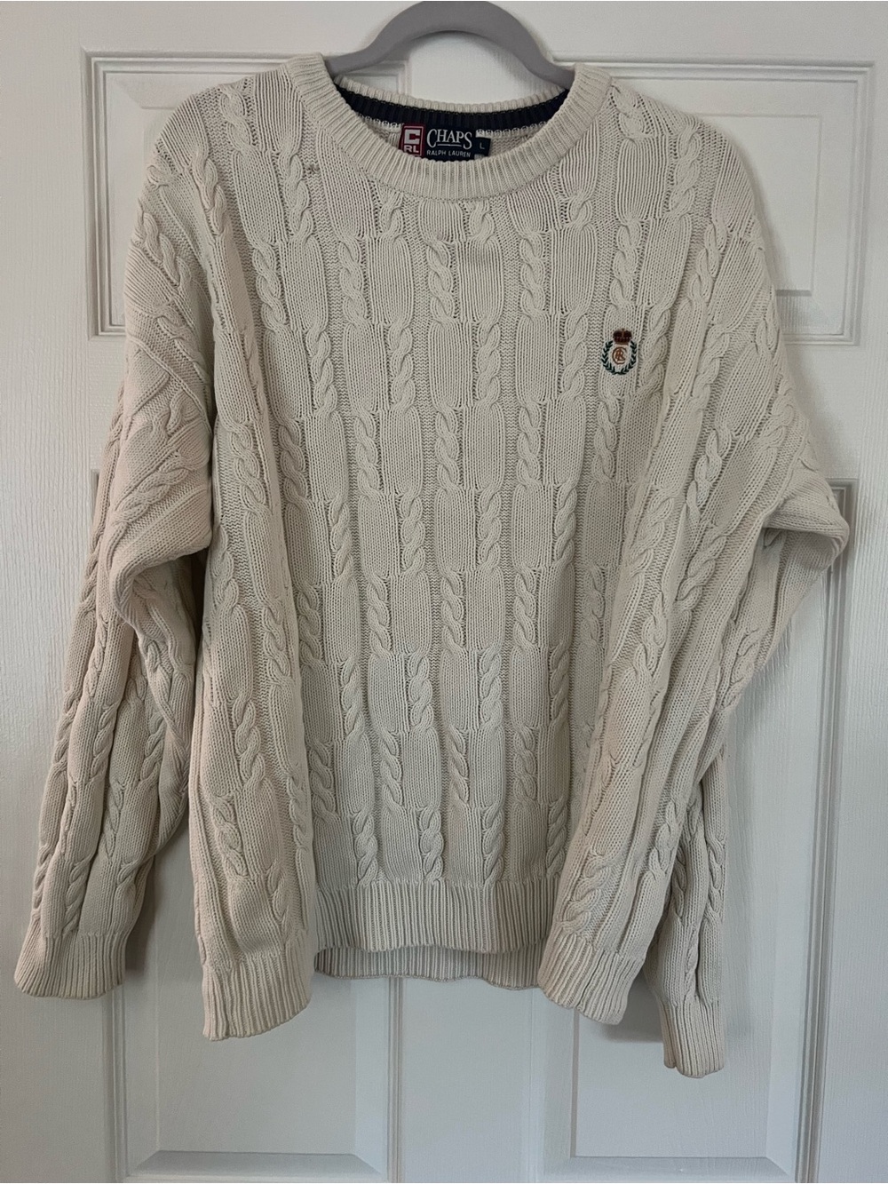 Ralph Lauren Cream Cable Knit Crewneck Sweater